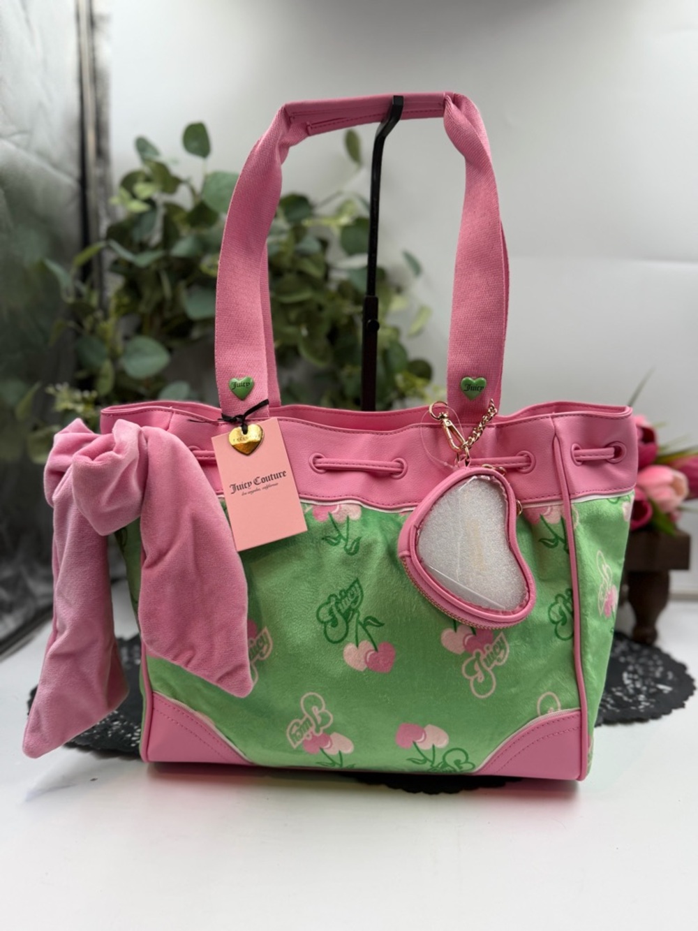 FIRM PRICE Juicy Couture Retro Cherry Gelato Daydreamer Tote Bag Pink Green NWT